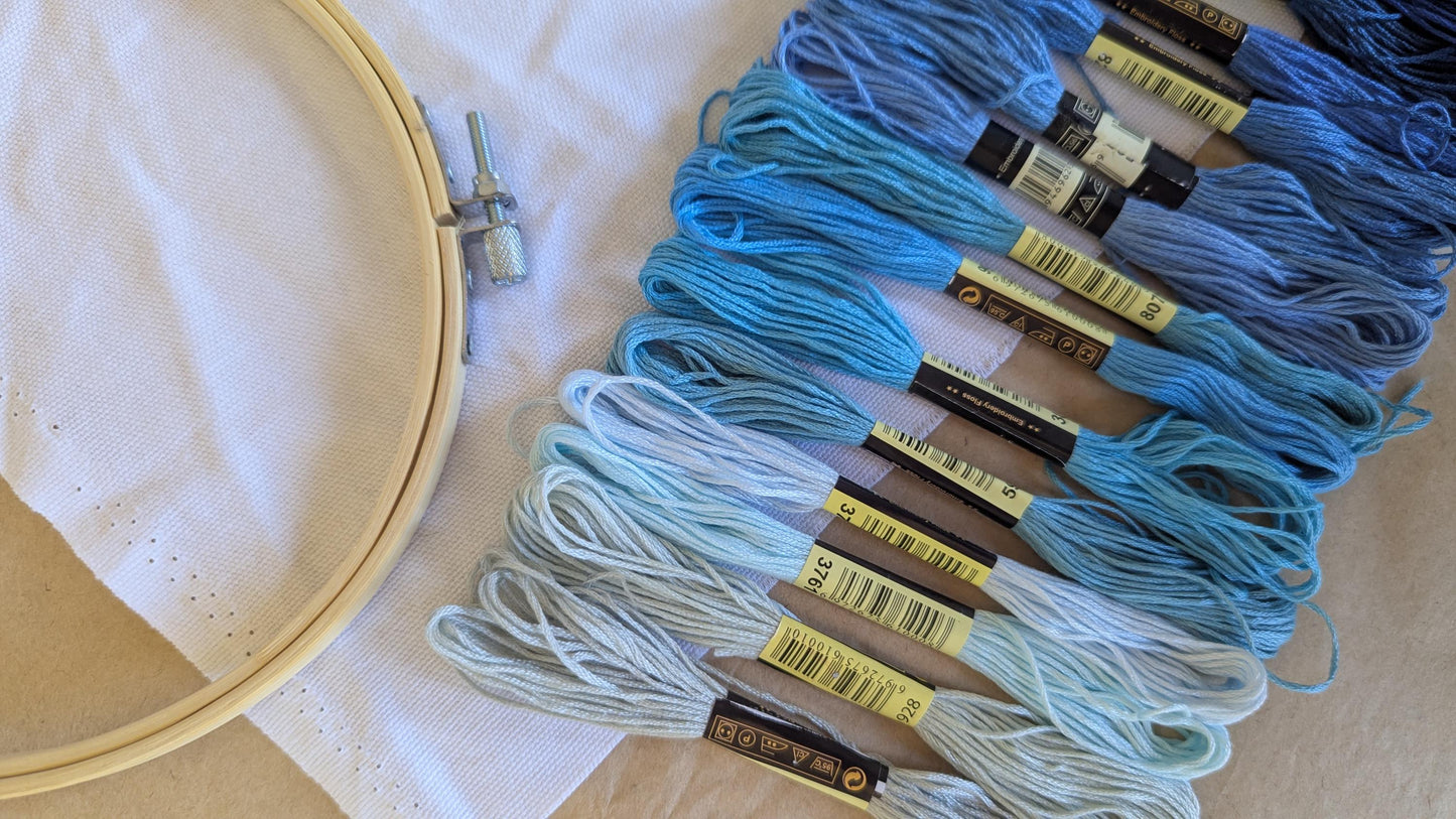 Ocean Blue Embroidery Thread Set 15pk