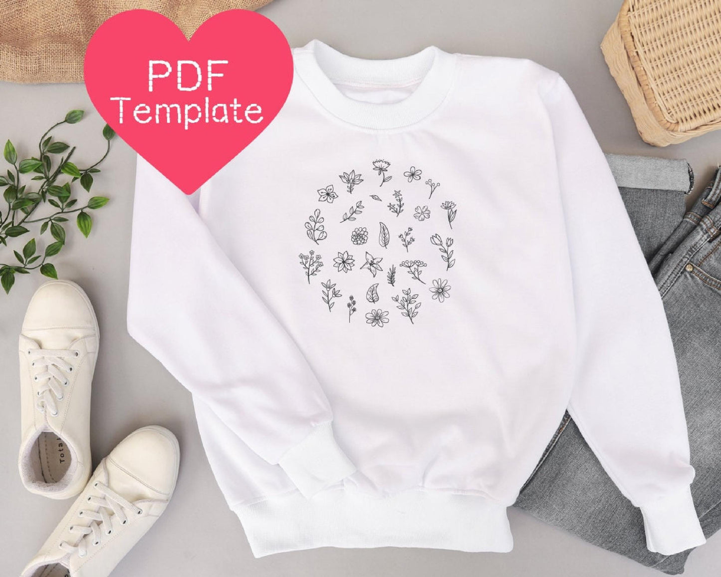 Simple Flowers Embroidery Pattern