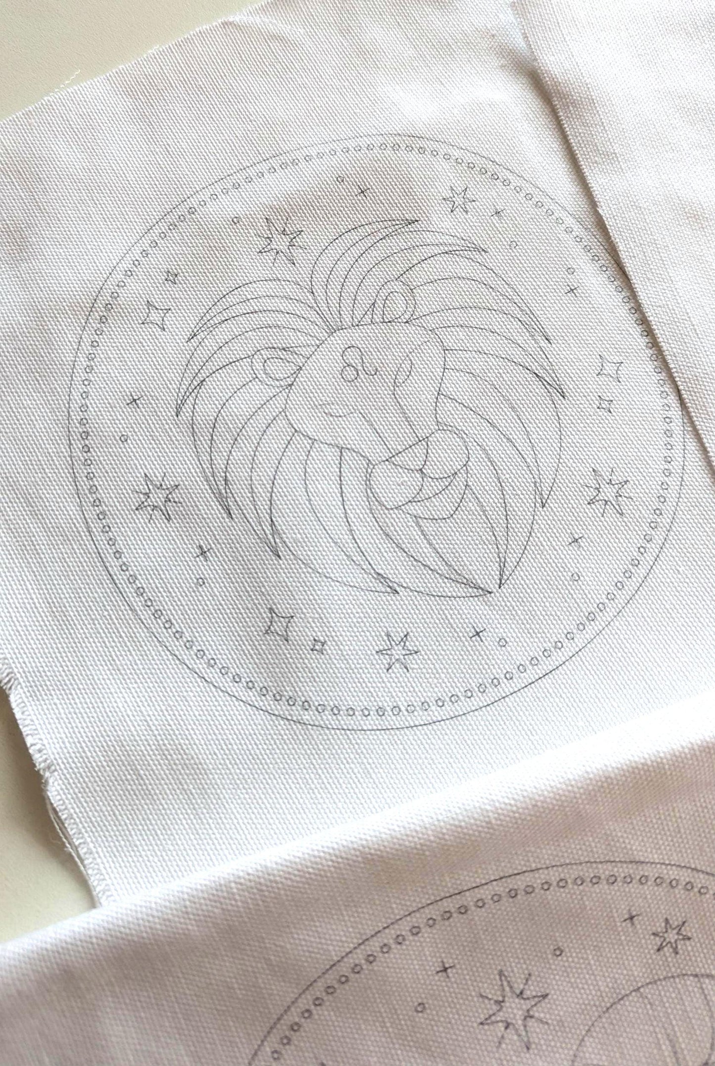 Astrological Zodiac Hand Embroidery Printed Fabric Panel