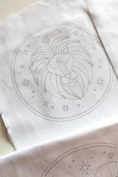 Astrological Zodiac Hand Embroidery Printed Fabric Panel