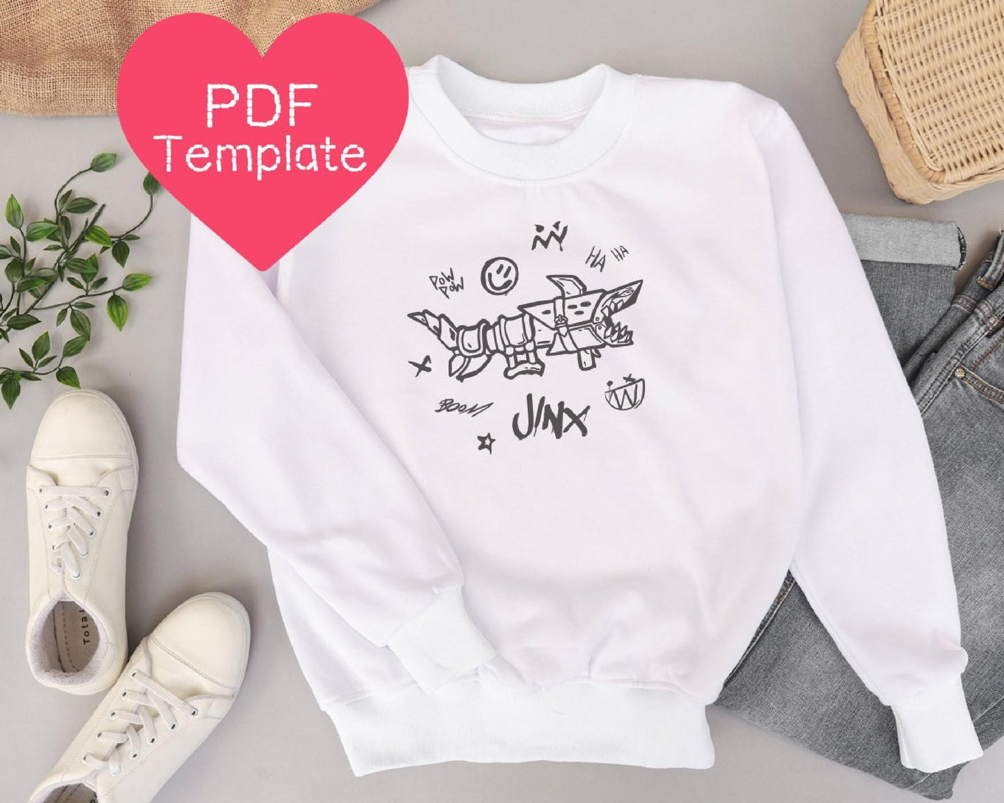 Arcane Jinx League of Legends Embroidery Pattern