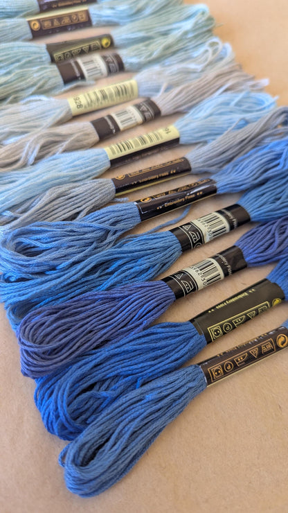 Ocean Blue Embroidery Thread Set 14pk