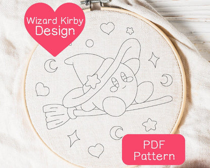Wizard Kirby Embroidery Pattern