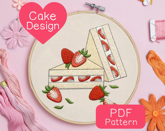 Strawberry Cake Embroidery Pattern