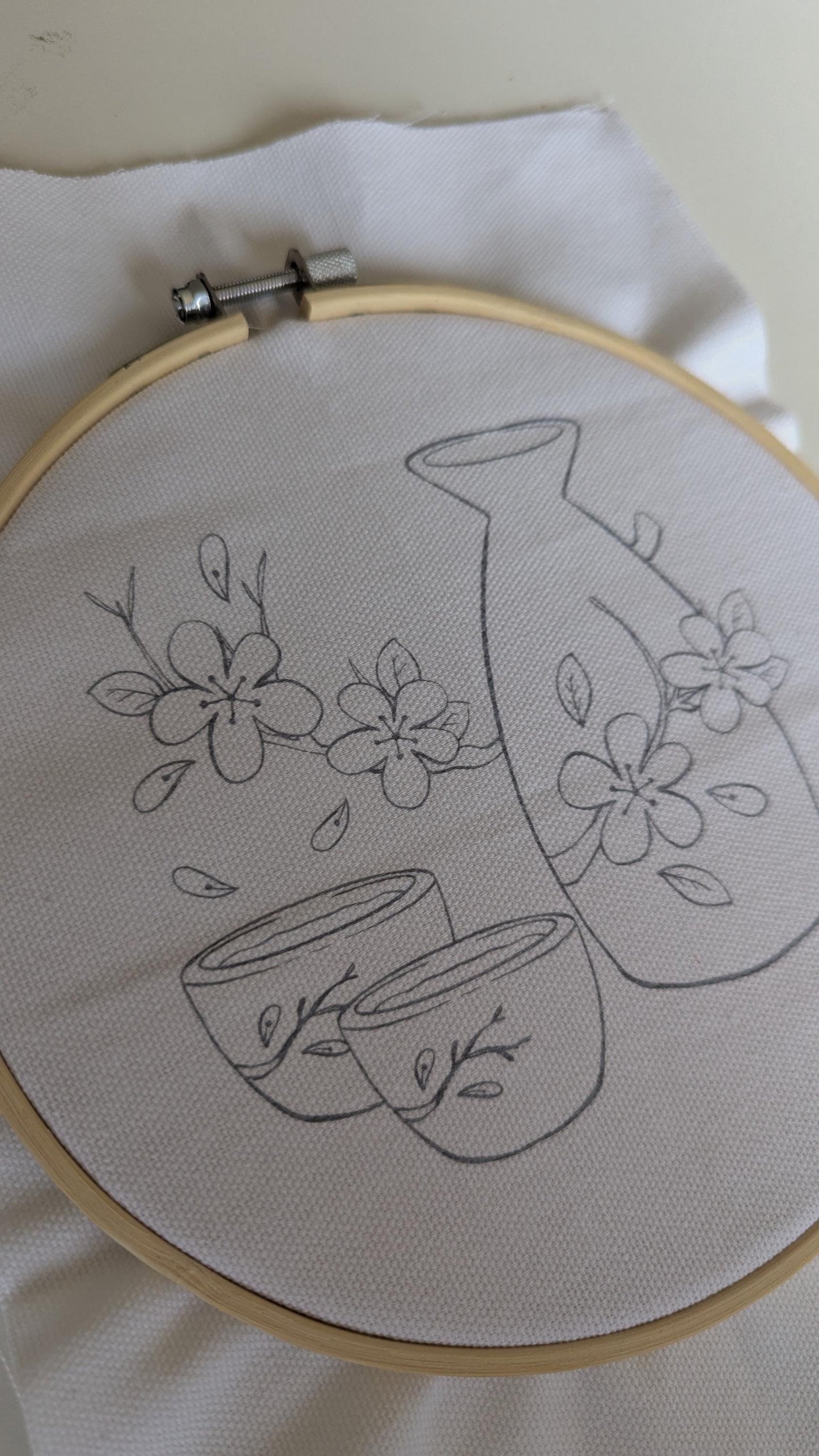 Pre-Printed Embroidery Fabric Panel: Beginner Hand Embroidery Design (PDF Pattern Included)