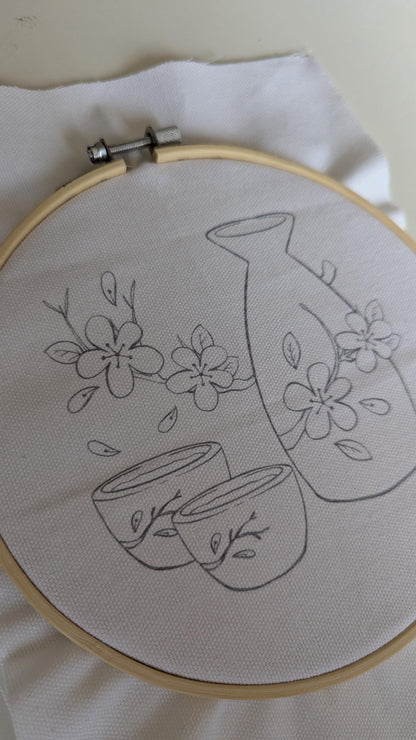 Pre-Printed Embroidery Fabric Panel: Beginner Hand Embroidery Design (PDF Pattern Included)