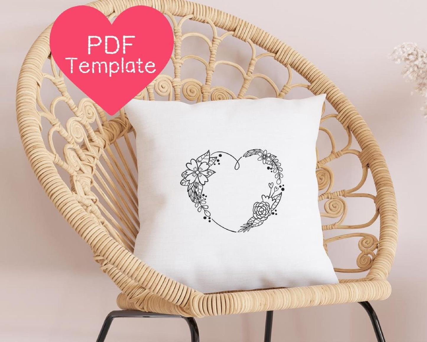 Flower Heart Embroidery Pattern