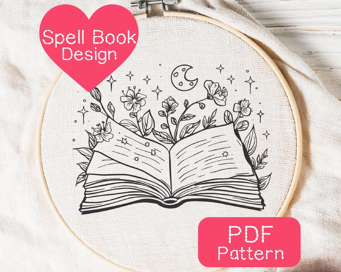 Floral Spellbook Embroidery Pattern