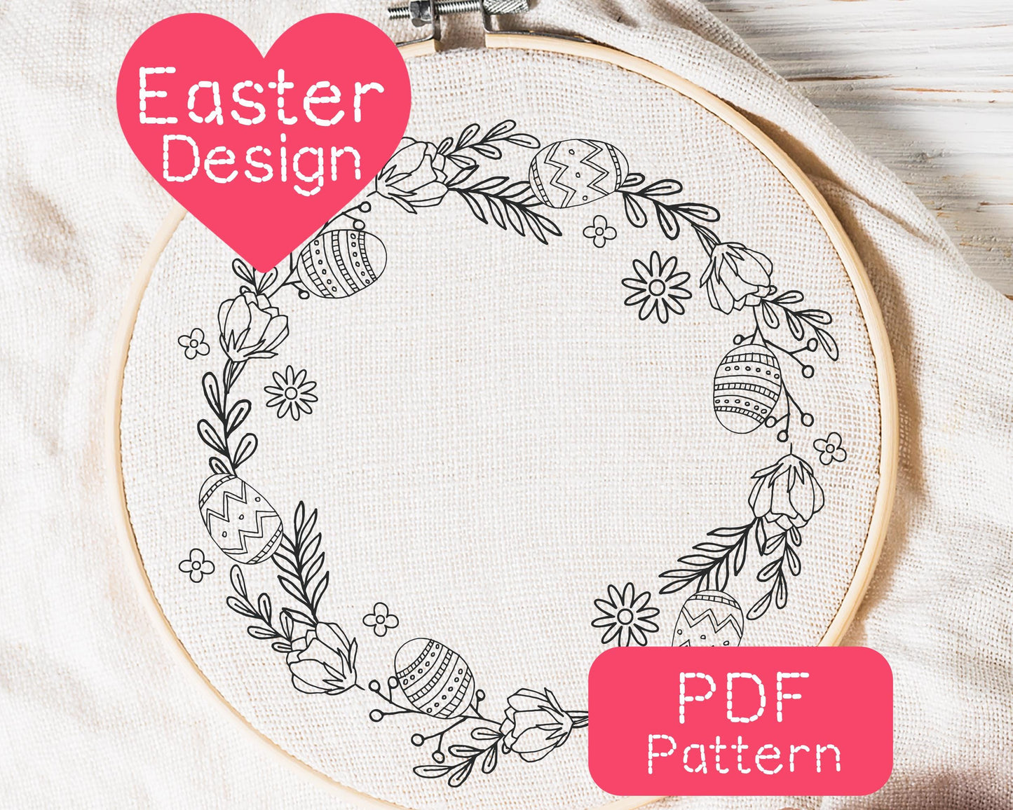 Easter Wreath Embroidery Pattern