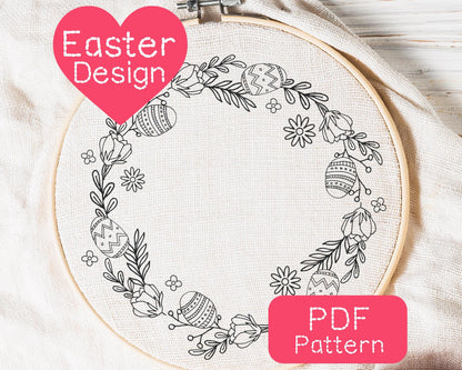 Easter Wreath Embroidery Pattern