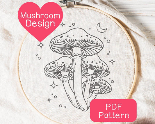 Forest Mushrooms Embroidery Pattern