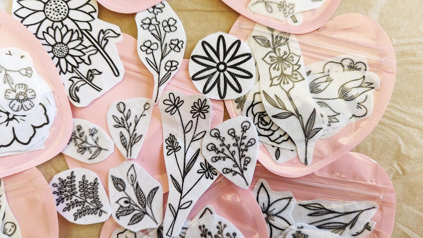 Floral Stick and Stitch Embroidery Stickers 9pk