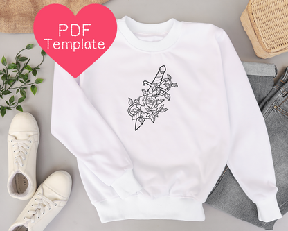 Stickmuster Rose Dagger