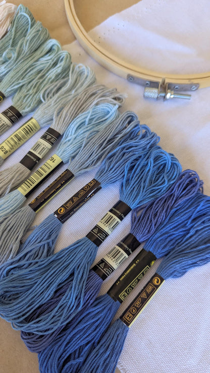 Ocean Blue Embroidery Thread Set 14pk