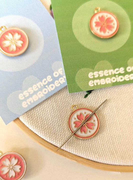 Pink Sakura Magnetic Needleminder: Embroidery Needle Nanny