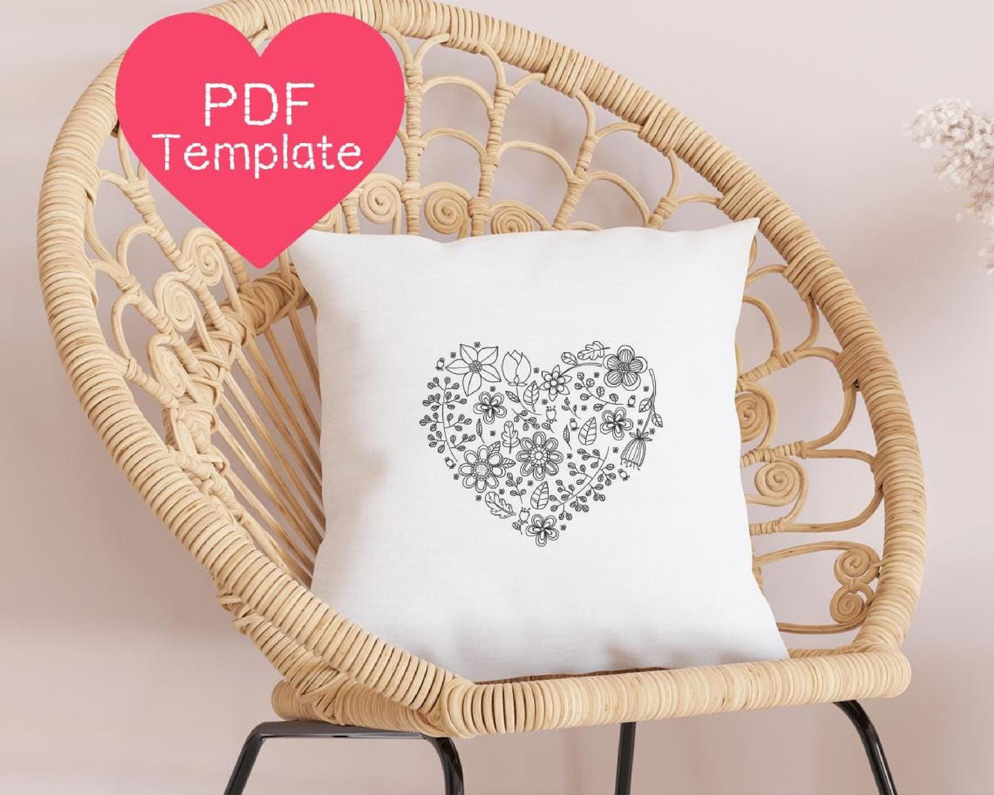 Floral Heart Embroidery Pattern