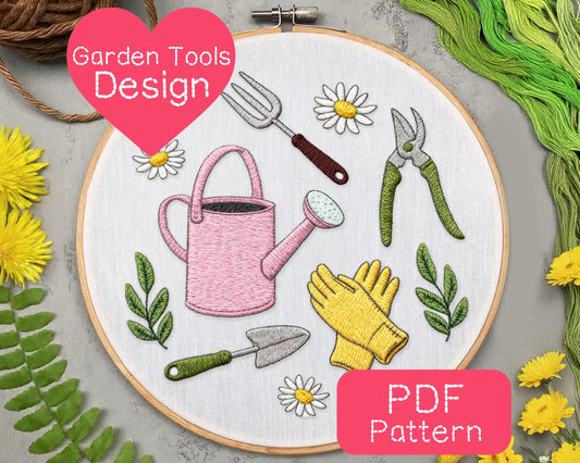 Spring Garden Tools Embroidery Pattern