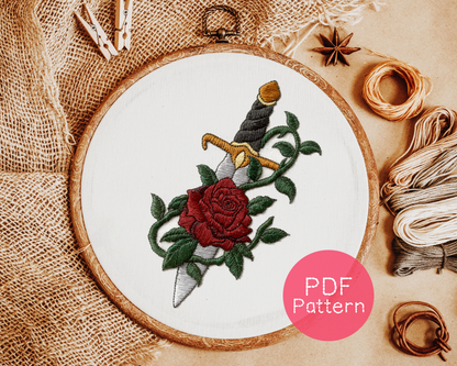 Stickmuster Rose Dagger