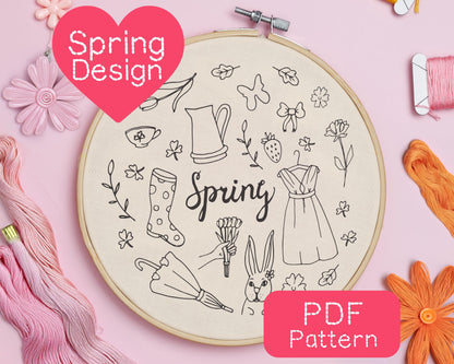 Spring Season Embroidery Pattern