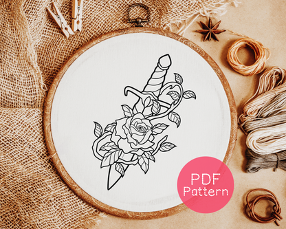 Stickmuster Rose Dagger