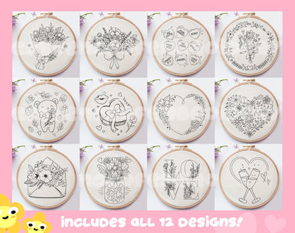 Valentine's Day Embroidery Pattern Bundle 10 Pack