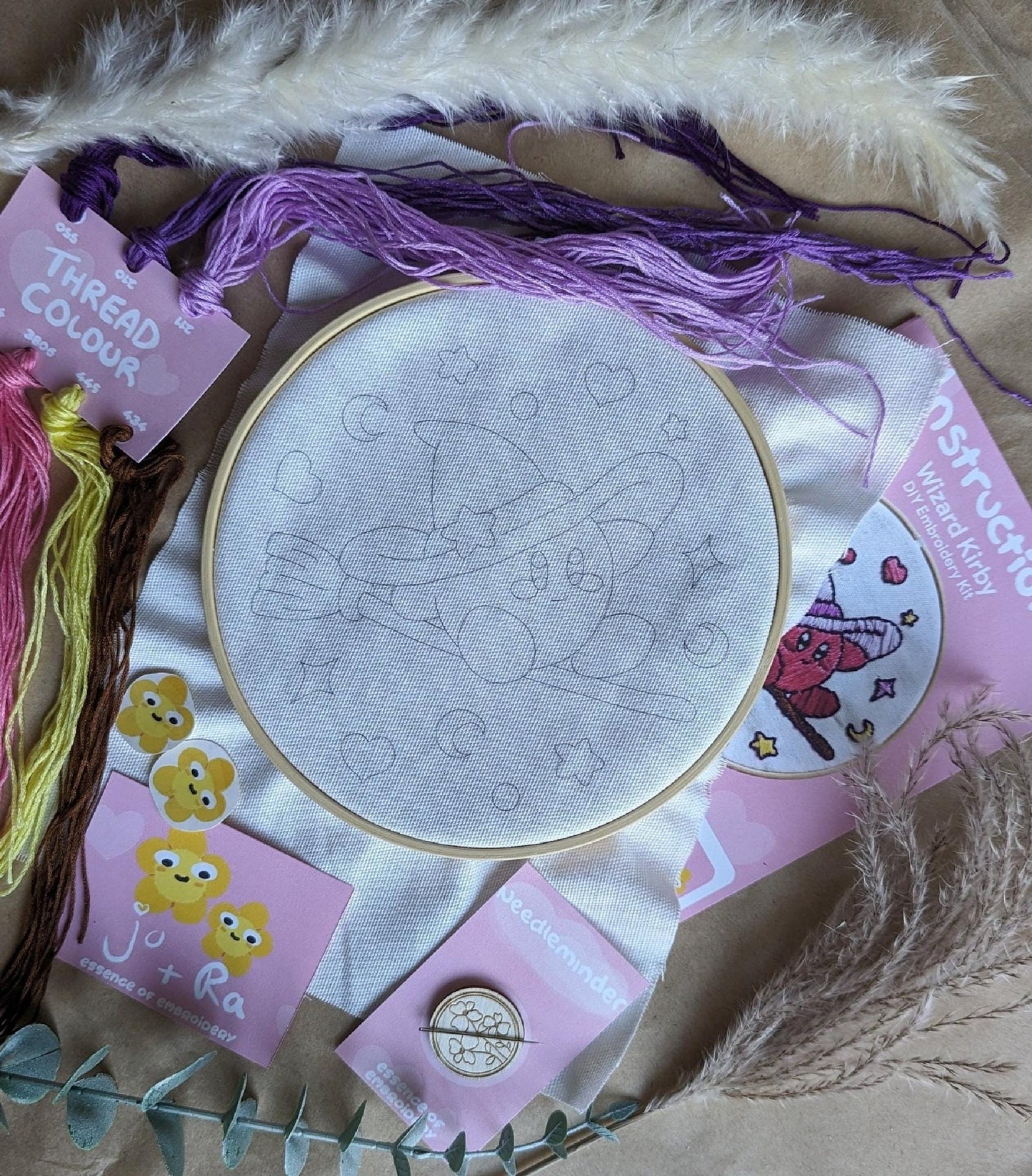 Wizard Kirby Hand Embroidery - Complete Starter Kit 7"