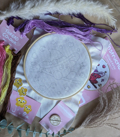 Wizard Kirby Hand Embroidery - Complete Starter Kit 7"