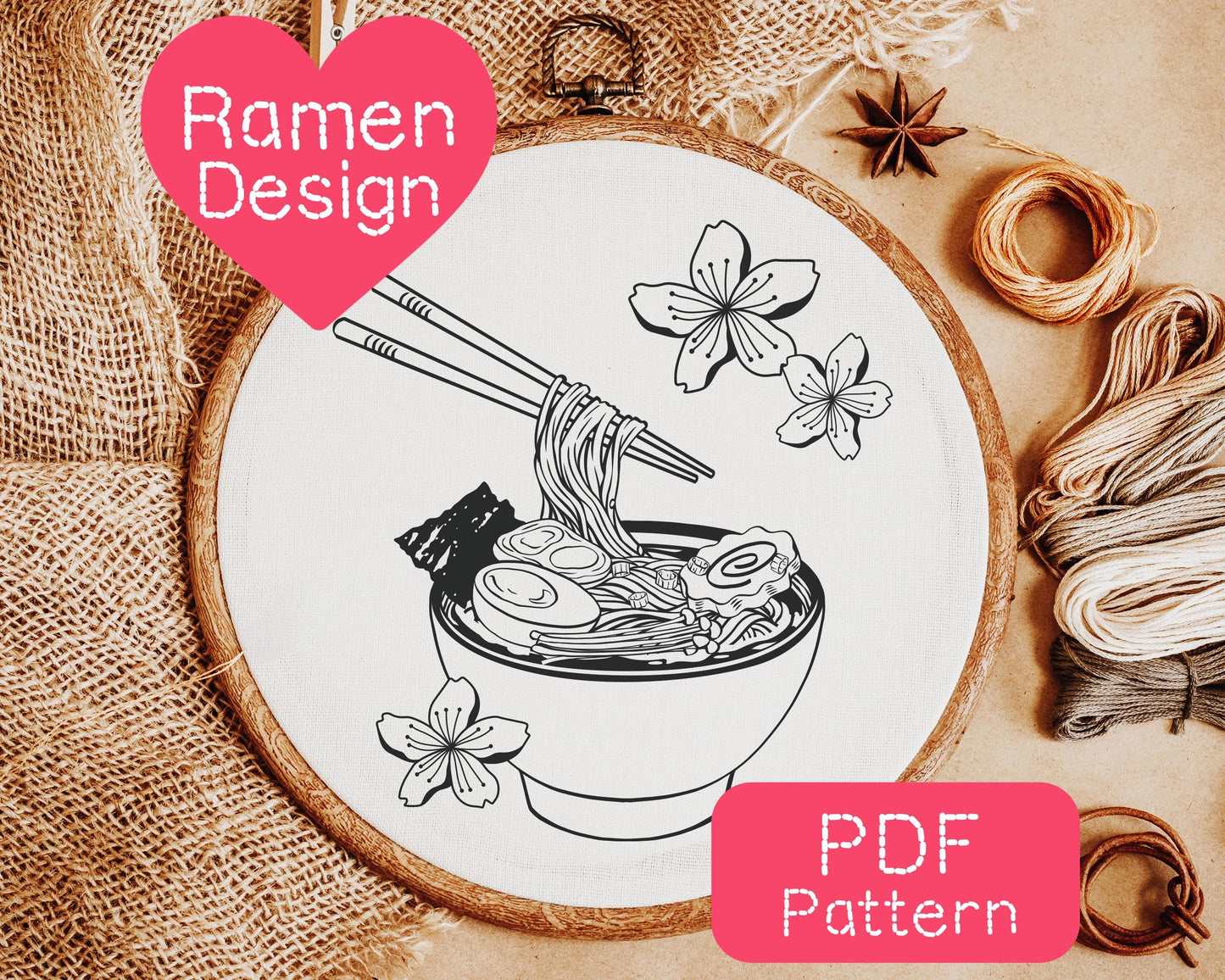 Japanese Ramen Embroidery Pattern