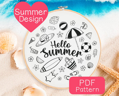 Summer Beach Embroidery Pattern