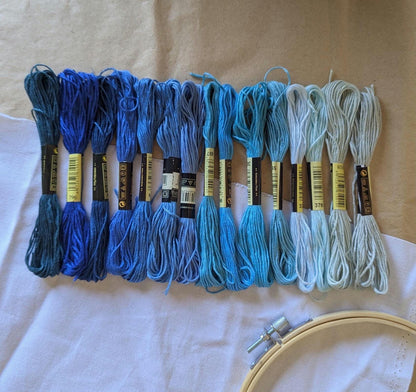 Ocean Blue Embroidery Thread Set 15pk