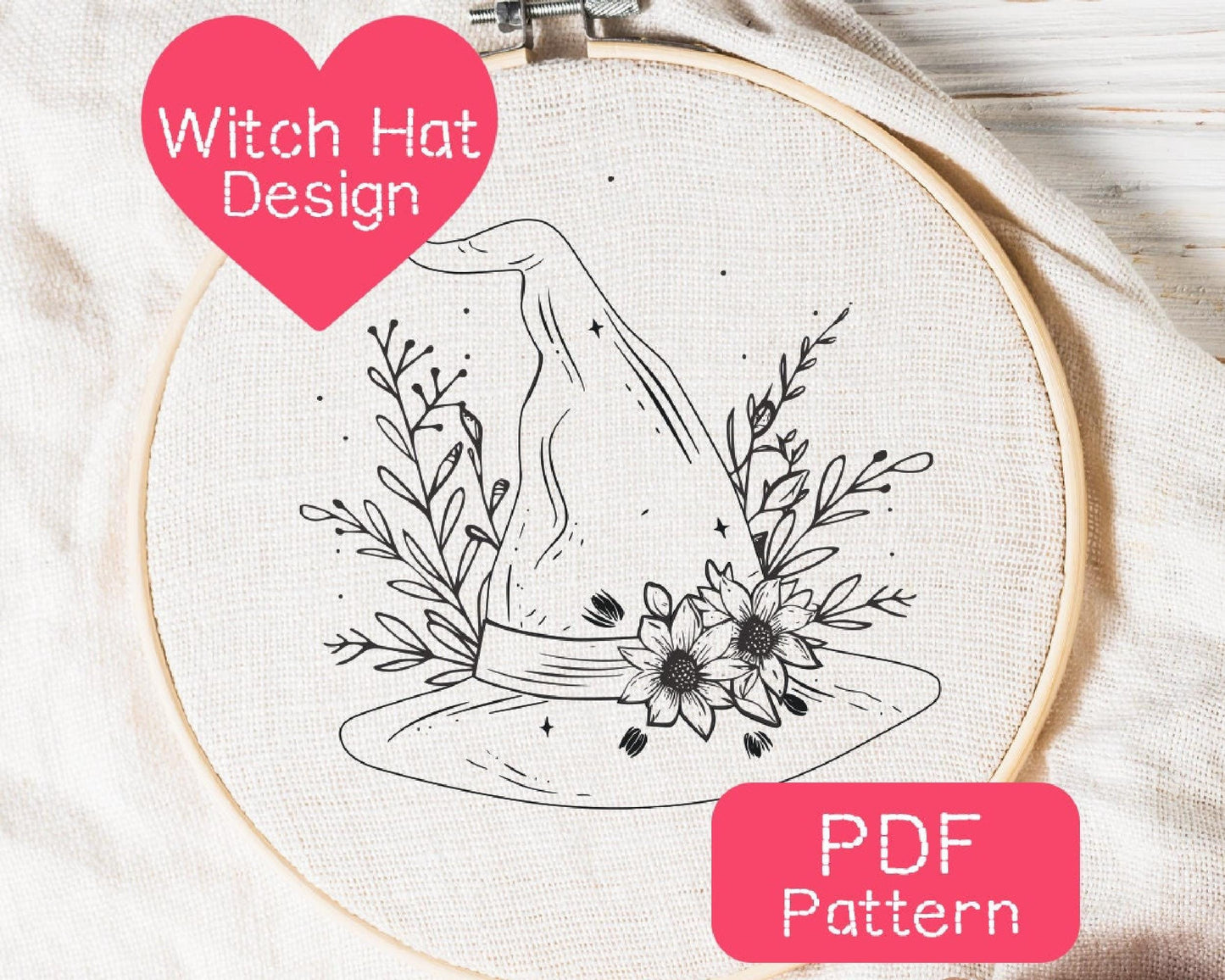 Witch Hat Embroidery Pattern