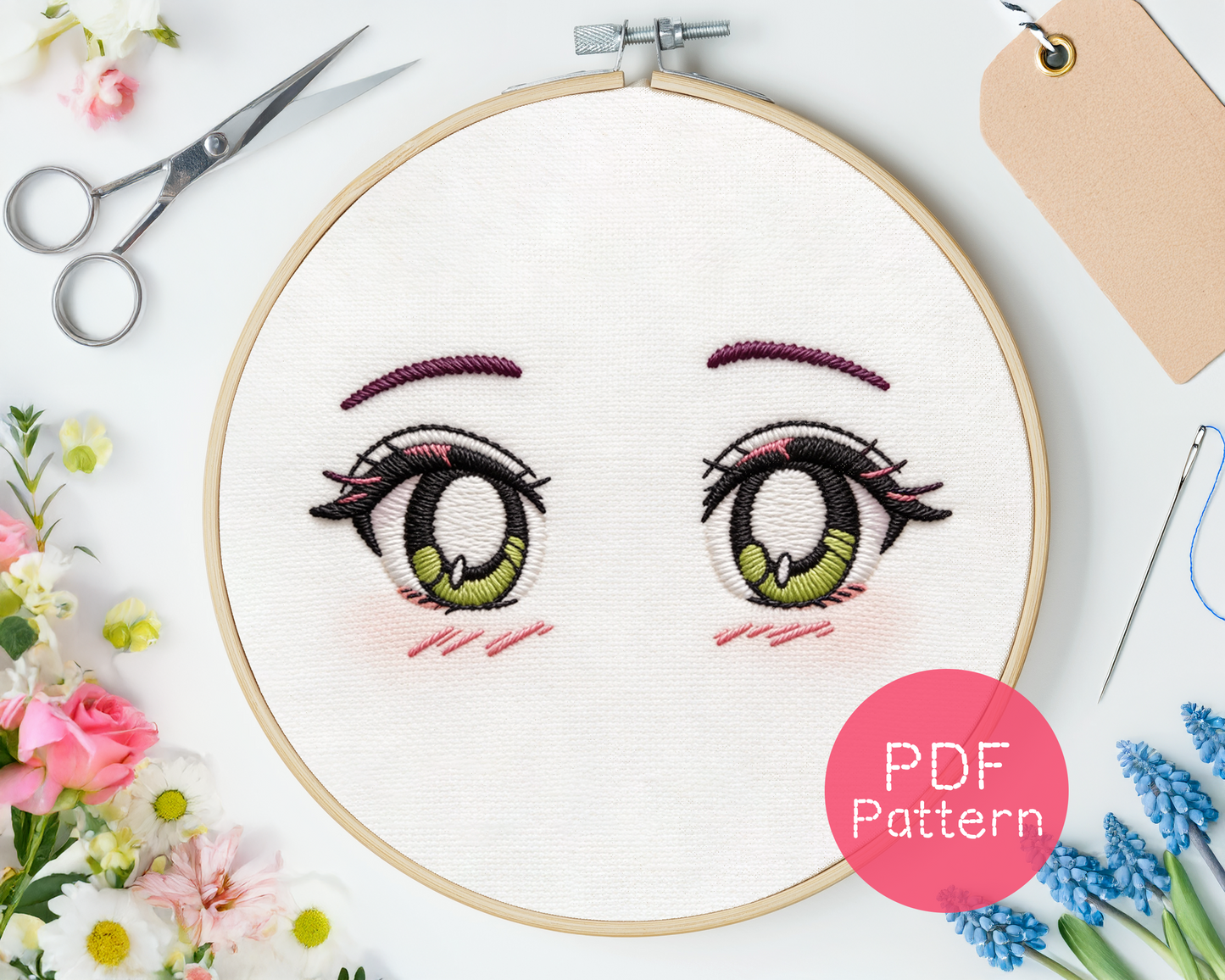 Stickmuster Anime-Augen