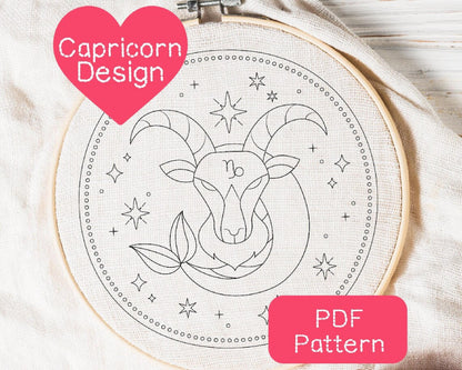 Capricorn Zodiac Embroidery Pattern