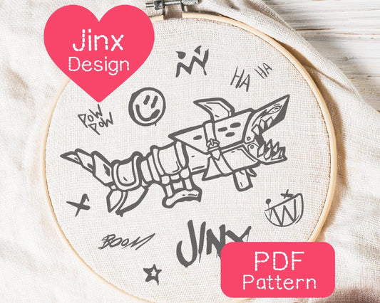 Arcane Jinx League of Legends Embroidery Pattern