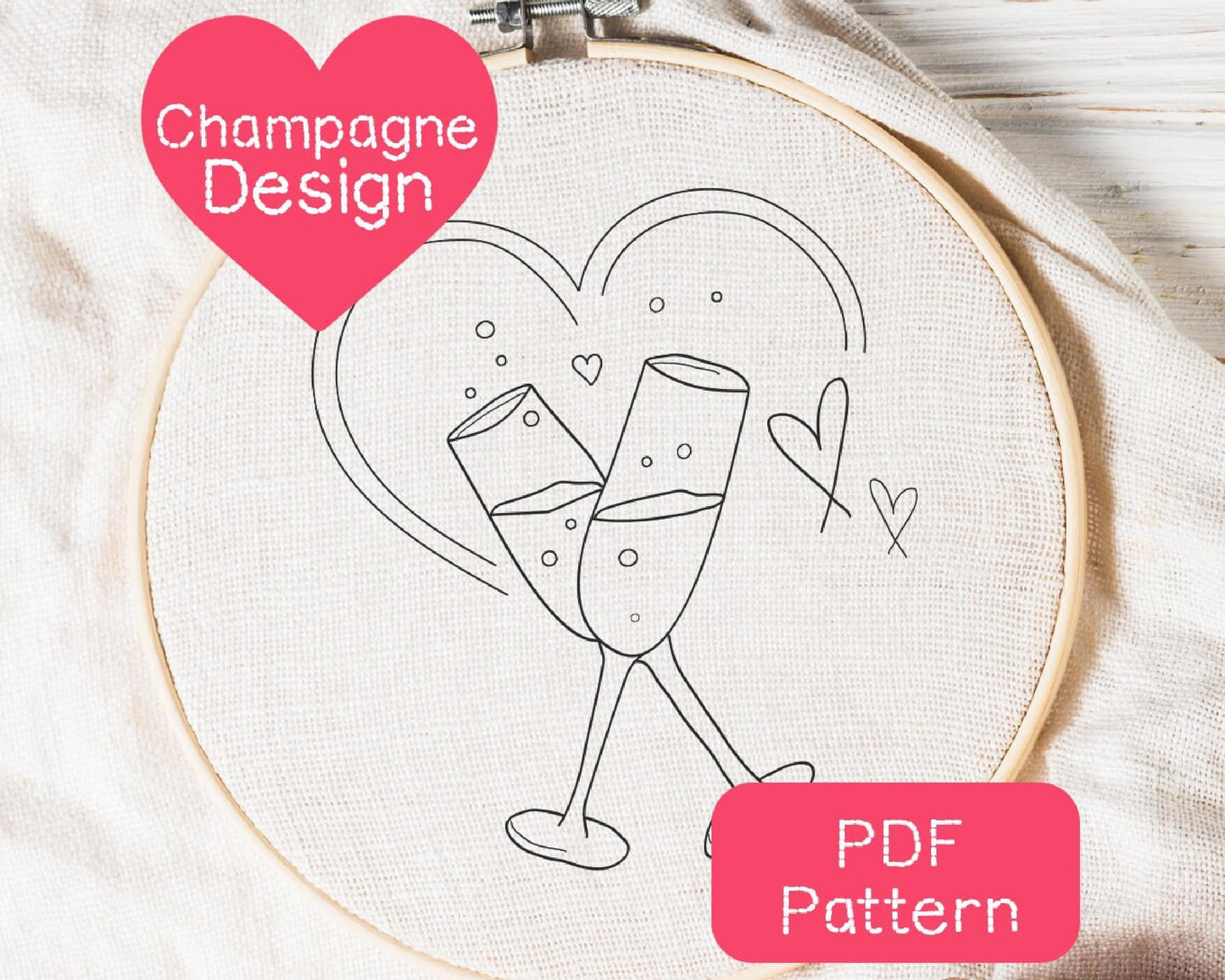 Champagne Celebration Embroidery Pattern