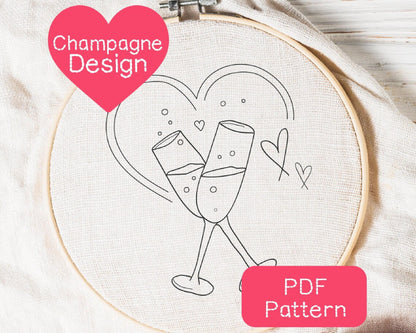 Champagne Celebration Embroidery Pattern