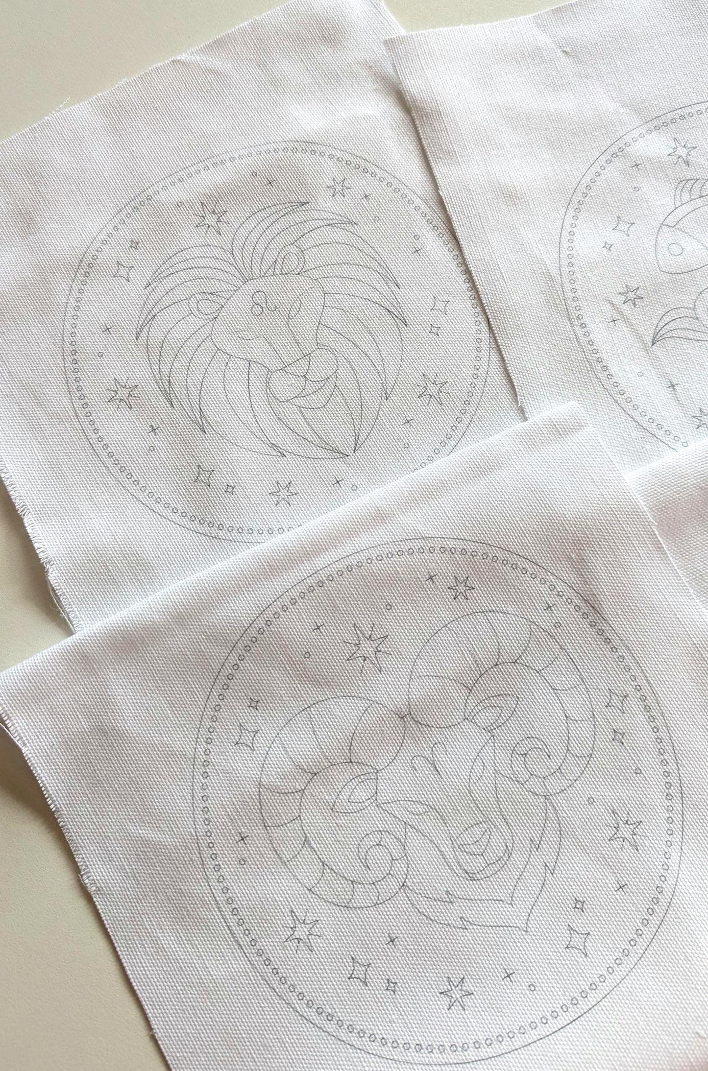 Astrological Zodiac Hand Embroidery Printed Fabric Panel