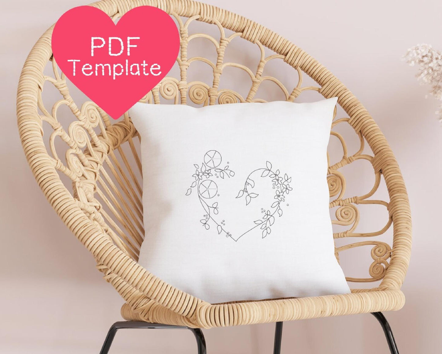Floral Heart Embroidery Pattern