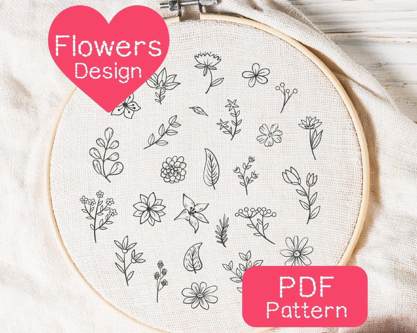 Simple Flowers Embroidery Pattern