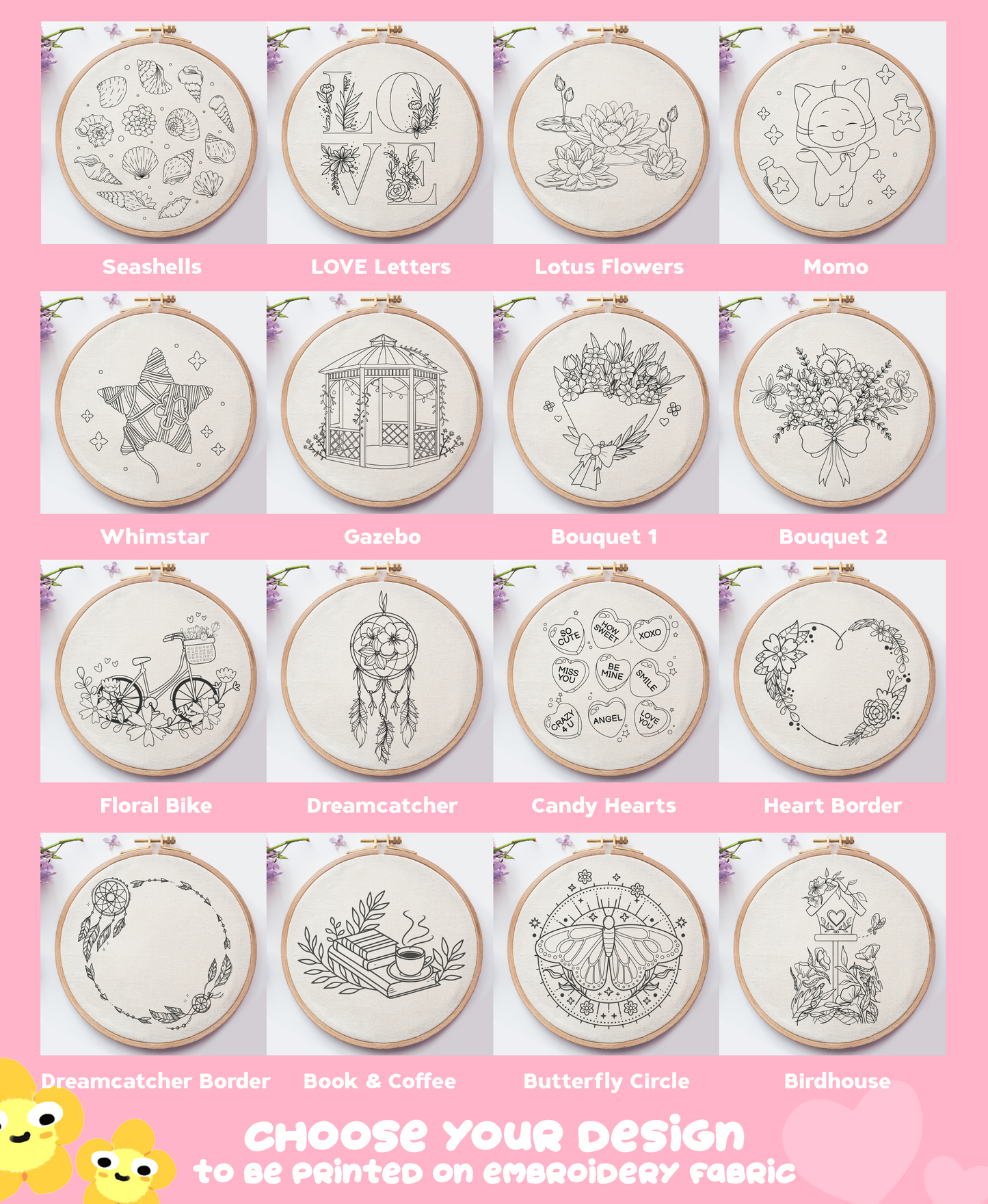 ALLE DESIGNS - Stoffpanel für Handstickerei