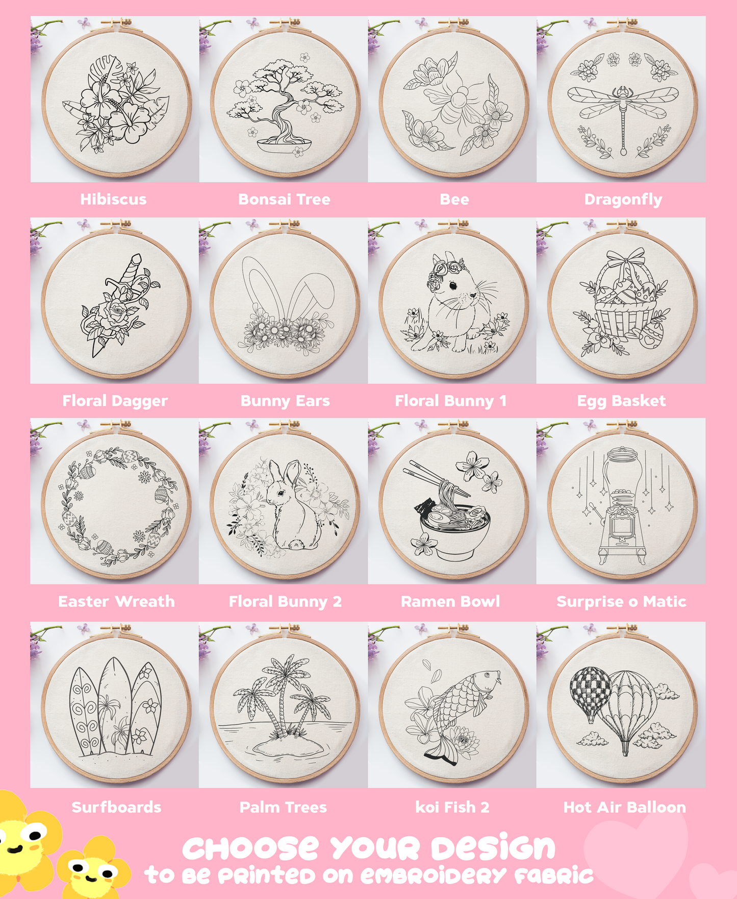 ALLE DESIGNS - Stoffpanel für Handstickerei