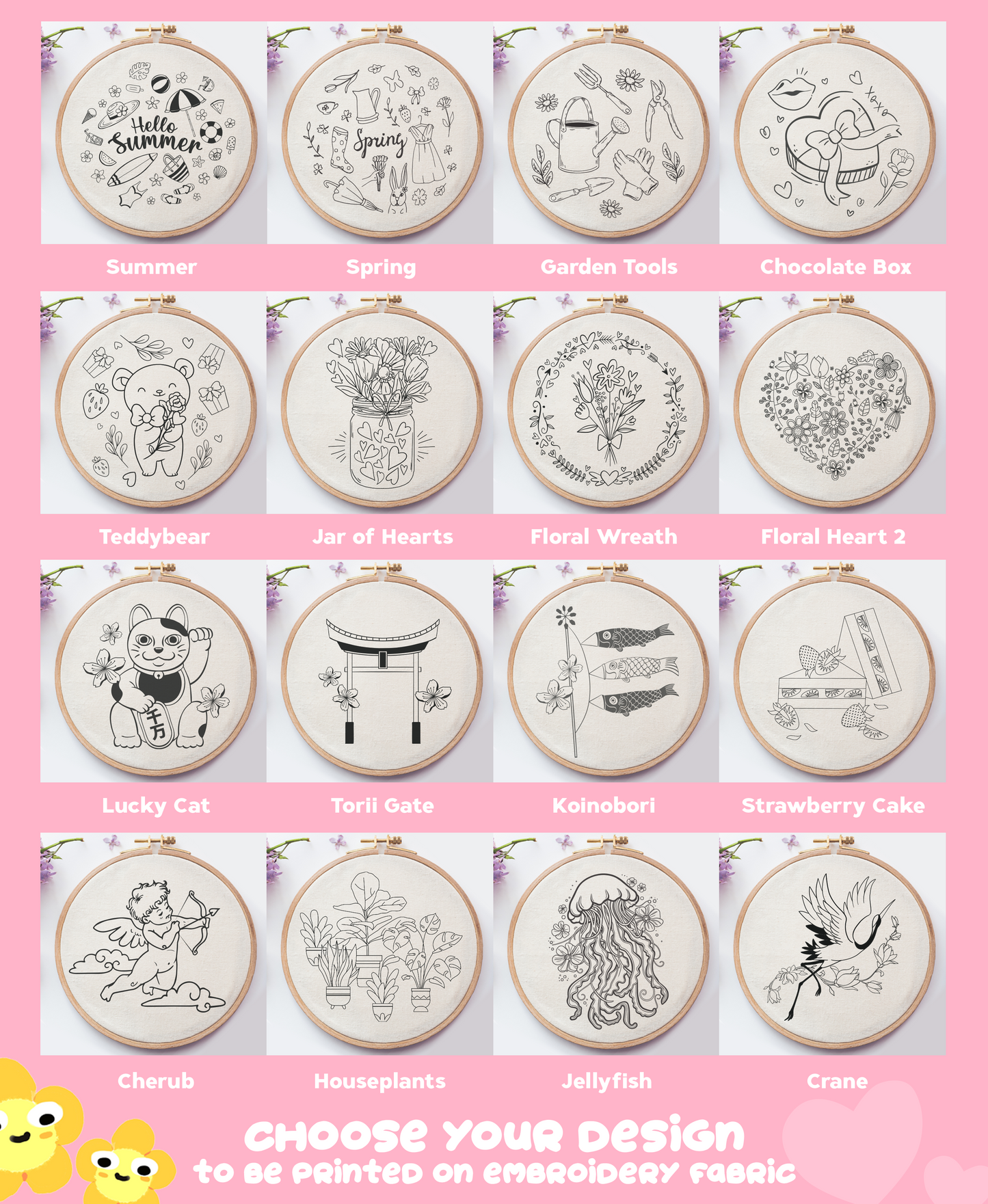 ALLE DESIGNS - Stoffpanel für Handstickerei