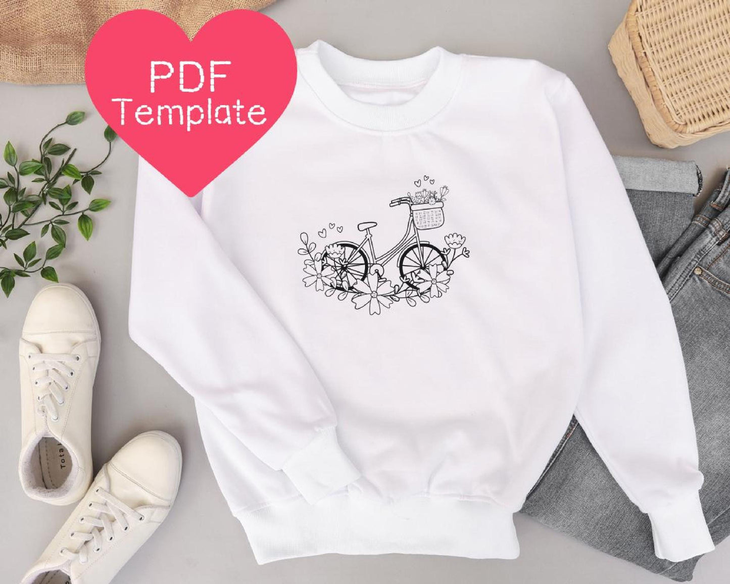 Floral Bicycle Embroidery Pattern