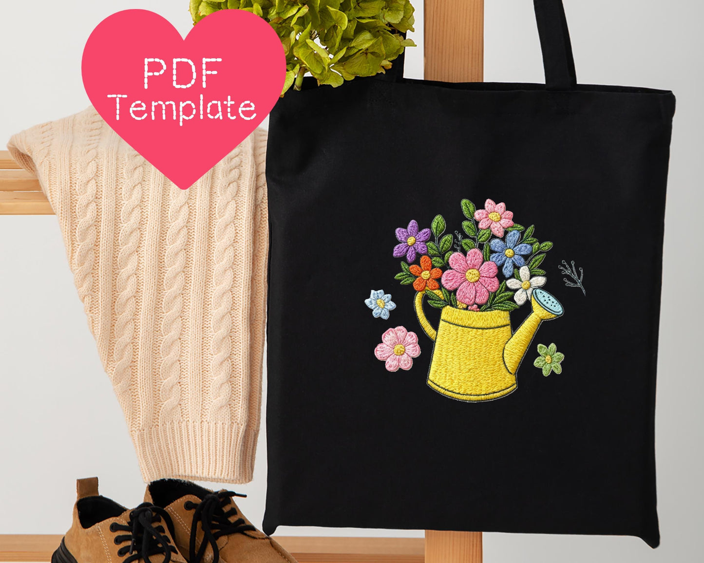 Watering Can Hand Embroidery Pattern