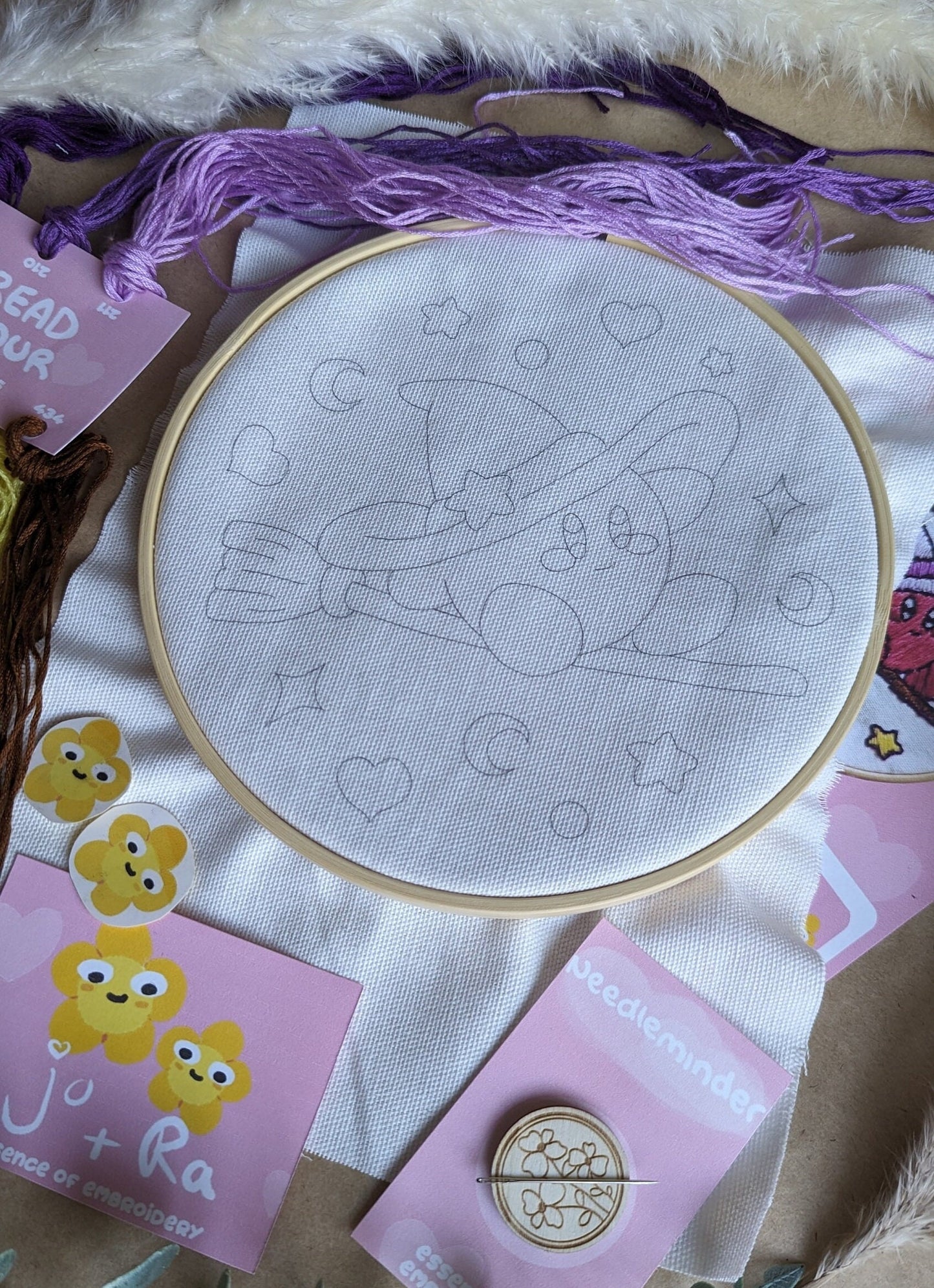 Wizard Kirby Hand Embroidery - Complete Starter Kit 7"