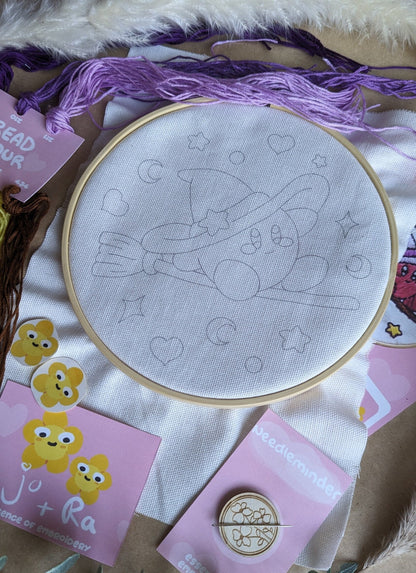 Wizard Kirby Hand Embroidery - Complete Starter Kit 7"