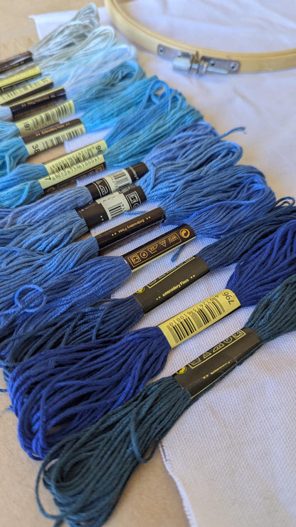 Ocean Blue Embroidery Thread Set 15pk