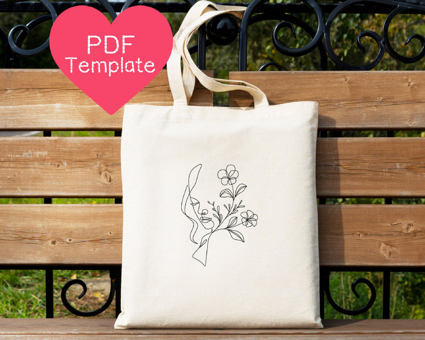 Floral Woman Line Art Embroidery Pattern