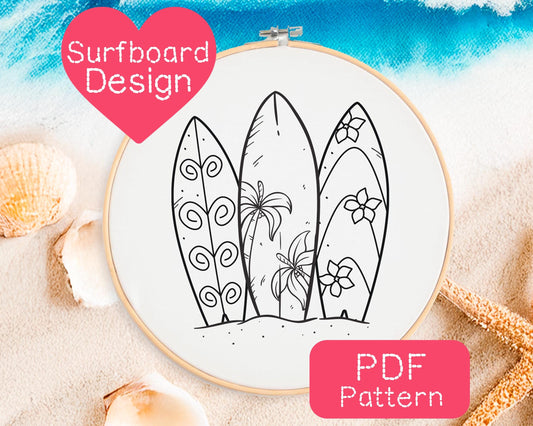 Surfboard Embroidery Pattern