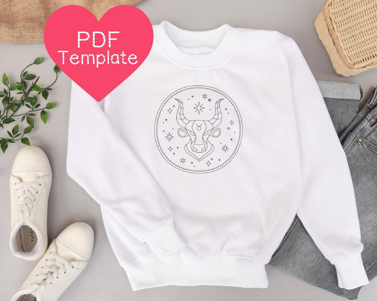 Taurus Zodiac Embroidery Pattern